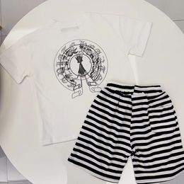 kid set T shirt baby boy clothes kids designer summer boys girls short sets Classic black and white fasion stripe design