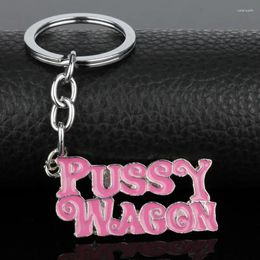 Keychains Action Movie Kill Bill Vol.1 Pink PUSSY WAGON Letter Text Keychain Metal Pendant Jewelry Women Party Birthday Cosplay Accessory