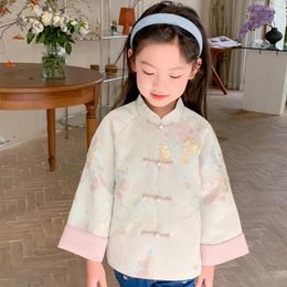 Jackets Baby Girl Clothes High Quality Girls' Vintage Top Mandarin Collar Chinese Year Costume Cheongsam