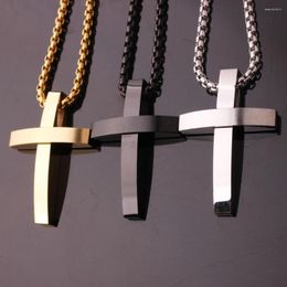 Chains Fashion Gift Male Silver Color Black Gold Cross Pendant Necklace For Men Stainless Steel Sanctus Jewelry