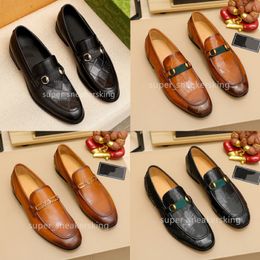 Quality Loafers Luxurious Men Dress Shoes Designers Shoes Genuine Leather Brown black Mens Casual Slip On Wedding Shoes with box 38-46
