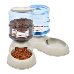 Feeding Behogar Besegad 1 Gallon Automatic Pet Food Water Dispenser Solution Feeder Waterer Food Storage Bottle Bowl Dish for Cat Dogs