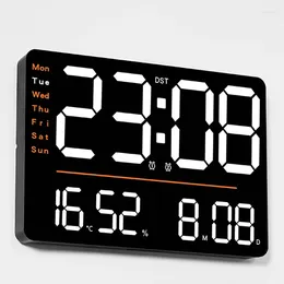 Wall Clocks Big Number Clock 12/24 Hours Temperature Humidity Time Day Display Counter Remote Control