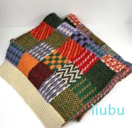 Scarf brand winter hand knitted scarf vintage Chequered women