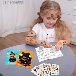 Tattoos Colored Drawing Stickers 34Pcs Halloween Toys Coloring Book Pumpkin Temporary Tattoos Stickers Drawing Book Early Education Party Decor Dress Up for KidsL