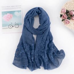 Scarves Solider Colour Muslim hijab scarves dirty dyed soft plain shawl soft foulard viscose embroider scarf winter wrap shawls 231127