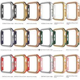 for apple iwatch7 PC hardcase protective ring carved double row drill without film