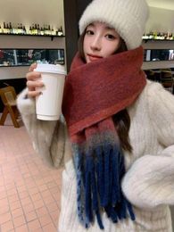 Scarves Women Scarf Gradient Mohair Color Matching For In Winter High-End Versatile Thickened Warm
