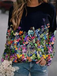 Women's Sweaters 2024 Autumn And Winter Flower 3d Digital Printing Long-sleeved Round Neck Sweatshirt Extra Large Size Xxs-6XL