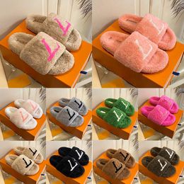 Designer Fluffy Fur Slippers Sandals For Woman Flat Platform Fuzzy Slides Beige White Black Women Winter Famous Outdoor Femme House Slipper Slide