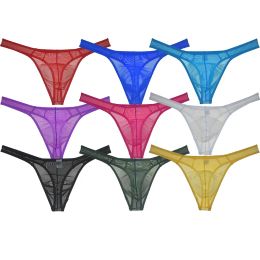 Men Mesh Tangas G string Ultra-Thin Underwear Thongs Jock Strap T-Back Bold Gay Underwear Posing Sexy Tanga