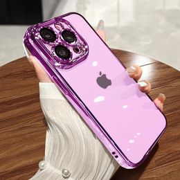 Shockproof Clear Plating Electroplate Transparent Case for iPhone 15 14 13 12 11 Pro Max 14 15Plus Bumper Colourful Cover