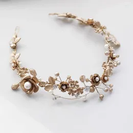 Hair Clips Vintage Floral Wedding Tiara Bridal Crown Accessories Pearls Women Hairband Girls Headpiece