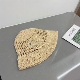 Summer beach caps solid Colour straw p designer hats for women travel seasides porous fisherman gorra handmade weaving distinctive bucket hat elegance PJ088 H4