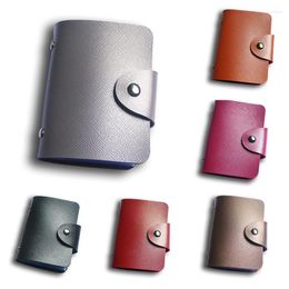 Card Holders PU Holder Bussiness Solid Colour Bag Women's Wallet Multi-Functional Portable 24 Slots