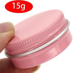 Wholesale 100pcs 15g Aluminium Metal Pink Jars Professional Cosmetic Refillable Container Cream Jar Pot Bottle Makeup Cases Storage Boxgood