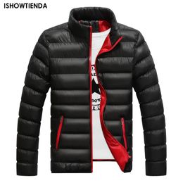 Men's Down Parkas Casual Warm Stand Collar Slim Winter Zip Coat Outwear Jacket Top Blouse Fashion Solid Light Cotton 231128