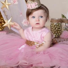 Girl Dresses JONANY Pink Cute Baby Flowers Party Tulle Sequin Bow Communion Robe De Demoiselle Princess Formal Custom Made