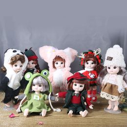 Dolls Fat Face 16cm BJD Doll 13 Joint Cute Round Smile Little Girl Make Up Toy Gift for Birthday 230427