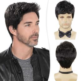 Synthetic Wigs Men's Wig Set with Multiple Colours Available for Men. Chemical Fibre Small Curly Short Hair Wig