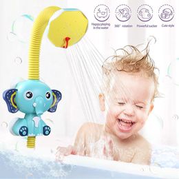 Bath Toys Baby bath toy electric elephant with suction cup shower head adjustable sprinkler baby bathtub spray water toy suitable for children gifts 230427