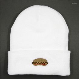 Berets Cotton Dog Food Embroidery Thicken Knitted Hat Winter Warm Skullies Cap Beanie For Kid Men Women 112