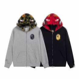 Bathing Ape Men's Hoodies Autumn and Winter New Men's Shark Head Camo Hooded Sweatshirt for Men and Women Couple Coloured Loose Coat