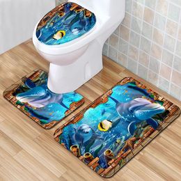 Covers Three Piece Toilet Seat Cover Set Mat Bathroom AntiSlip Rug Decoration Toilet Accessories Home Doormat Modern 3D Pattern Carpet