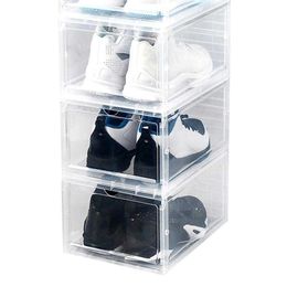 Boxes Bins Clear Cabinets PP Dust-proof Stackable Flip Drawer s Box Storage Container Shoe rack Organiser shelf W0428