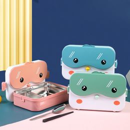 Cups Dishes Utensils Cute Bento Lunch Box for Kids School Children Japanese Style Stainless Steel Kindergarten Children's Bread Sand Food Box 230428