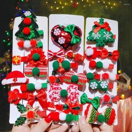 Hair Accessories Merry Christmas Decor Hairpin Set Star Sequin Children Bow Tree Deer Horn Antler Clip