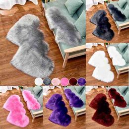 Carpets Double Heart Shape Fur Sheepskin Rugs Floor Carpet Fluffy Soft Shaggy Area Rugs Throw Bedside Rugs Living Room Decor Mat