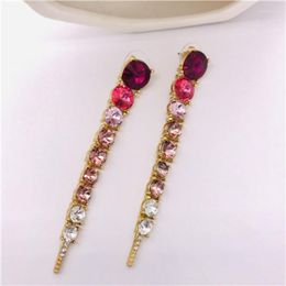 Stud Earrings Europe And The United States In Ancient Style Crystal Long Fashion Senior Sense Of Temperament Exaggerated Female M