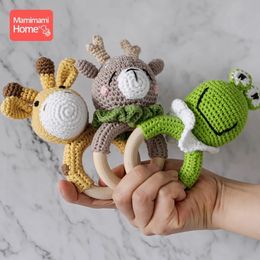 Baby Teethers Toys 1Pc Wooden Teether Crochet Giraffe Rattle Toy BPA Free Wood Rodent Mobile Gym Custom Educational 230427