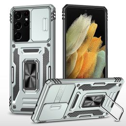 Military Grade Protective Phone Cases for Samsung Galaxy A24 4G A34 M14 5G M13 A04 Magnetic Rotating Kickstand Cover with Slide Camera Lens Protection