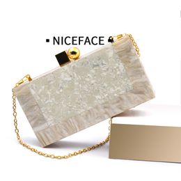 Summer 2022 Evening Bags Retro Europe and The United States Stitching Bag Trend Acrylic One-shoulder Chain Bag Female