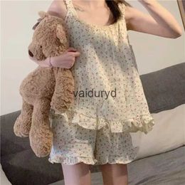 home clothing Pajamas Set for Women Sexy Home Clothing Sleepwear Tank Top Suit Shorts Cute Underwear Soft Nightwear Sleeveless Lace Loungewearvaiduryd