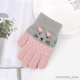 Children's Mittens 3-7 Years Baby Mittens Knitted Children Boys Girls Winter Cute Cartoon Animal Kids Gloves Warm Gloves Kids Winter Gloves R231128