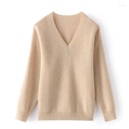Women's Sweaters Women Pure Cashmere Knitted Pullovers 2023 Winter V-neck Jumper Warm Female Long Sleeve Knitwear Girl Clothes