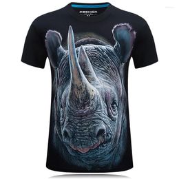 Men's T Shirts 2023 Summer Men 3d Personality Creative Rhino Print Trendy T-shirt Casual Loose Oversize Simple Tops S-6xl