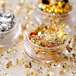 Acrylic Powders Liquids Gold Silver Foil Paper 3D Irregular Aluminum Sticker DIY Manicure Glitter UV Gel Polish Nail Art Decoration Tool Nail Accesorios 231128