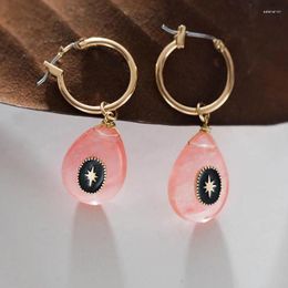 Stud Earrings Amaiyllis Elegant Watermelon Quartz Waterdrop For Women Bohemia C Shaped Circle Enamel Star