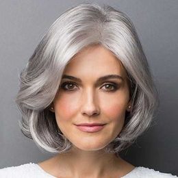 Synthetic Wigs Wig for Middle-aged and Elderly People with Short Curly Hair Sier Grey Short Hair Synthetic Fibre Hair Ffy Split Wig Set