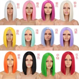 Synthetic Wigs Wigs Wig Head Cover with Shoulder Length Collarbone Length Coloured Straight Hair Synthetic Fibre Wig Head Cover