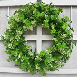 Decorative Flowers Simulated Wreath Door Decoration Clover Milan St. Patrick's Day Pendant Irish National 2023