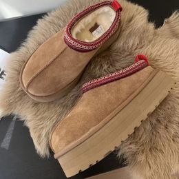 Hausschuhe Damen Tazz Tasman Fur Slides Classic Ultra Mini Plateaustiefel Mustard Seed Slip-on Les Petites Wildleder Wolle Seal Winter Designer Booties