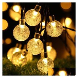 Party Decoration 25Mm Led Solar String Light Garland Decoration 8 Models 20 Heads Crystal Bbs Bubble Ball Lamp Waterproof For Outdoor Ot2D5