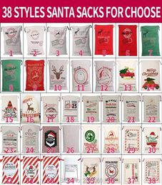 New 50 Styles Christmas Santa Sacks Large Gift Stocking Bag Santa Claus Kids Candy Bag Santa Gift Bag Drawstring Festival Decorati8663756