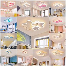 Ceiling Lights Led Lamp For Children's Girls Room Bedroom Study Cloud Light Heart Shape Pink Child Kid Star Chandelier
