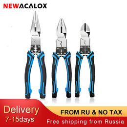 Screwdrivers NEWACALOX 8'' Multitool Pliers Set Combination Pliers Stripper/Crimper/Cutter Heavy Duty Wire Pliers Diagonal Pliers Hand Tools